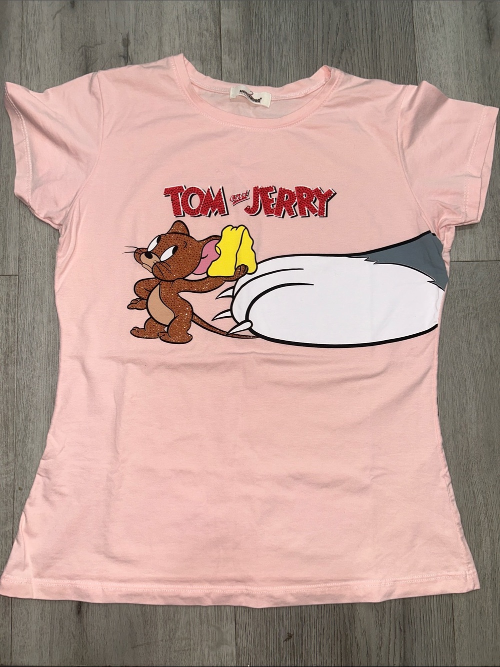 Tom & Jerry Pink Graphic Womens Tee Small NEW